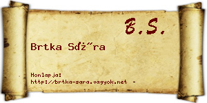 Brtka Sára névjegykártya